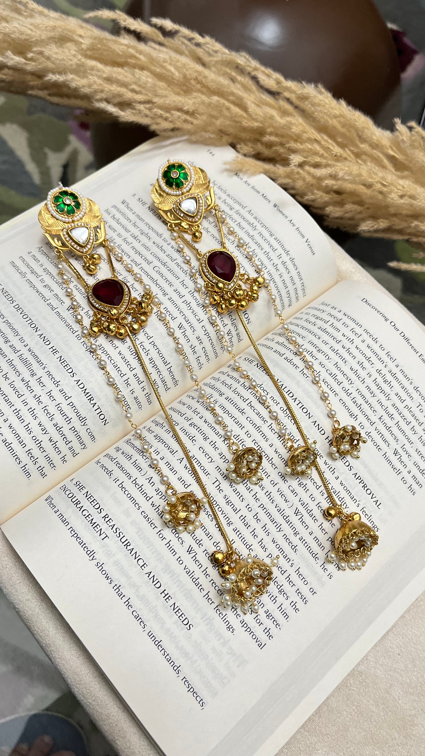 Pachi Kundan Stone Kashmiri Earrings