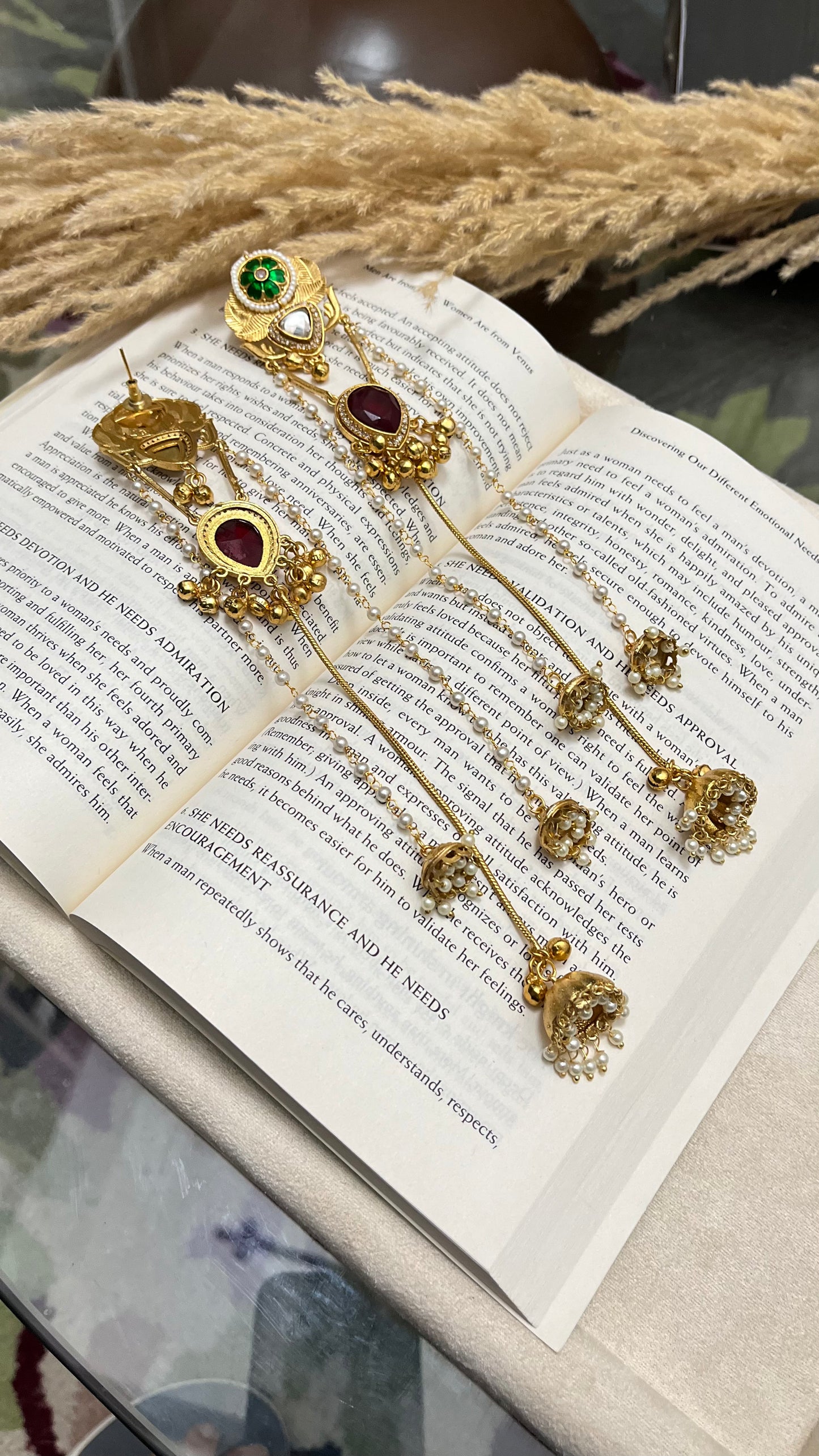 Pachi Kundan Stone Kashmiri Earrings