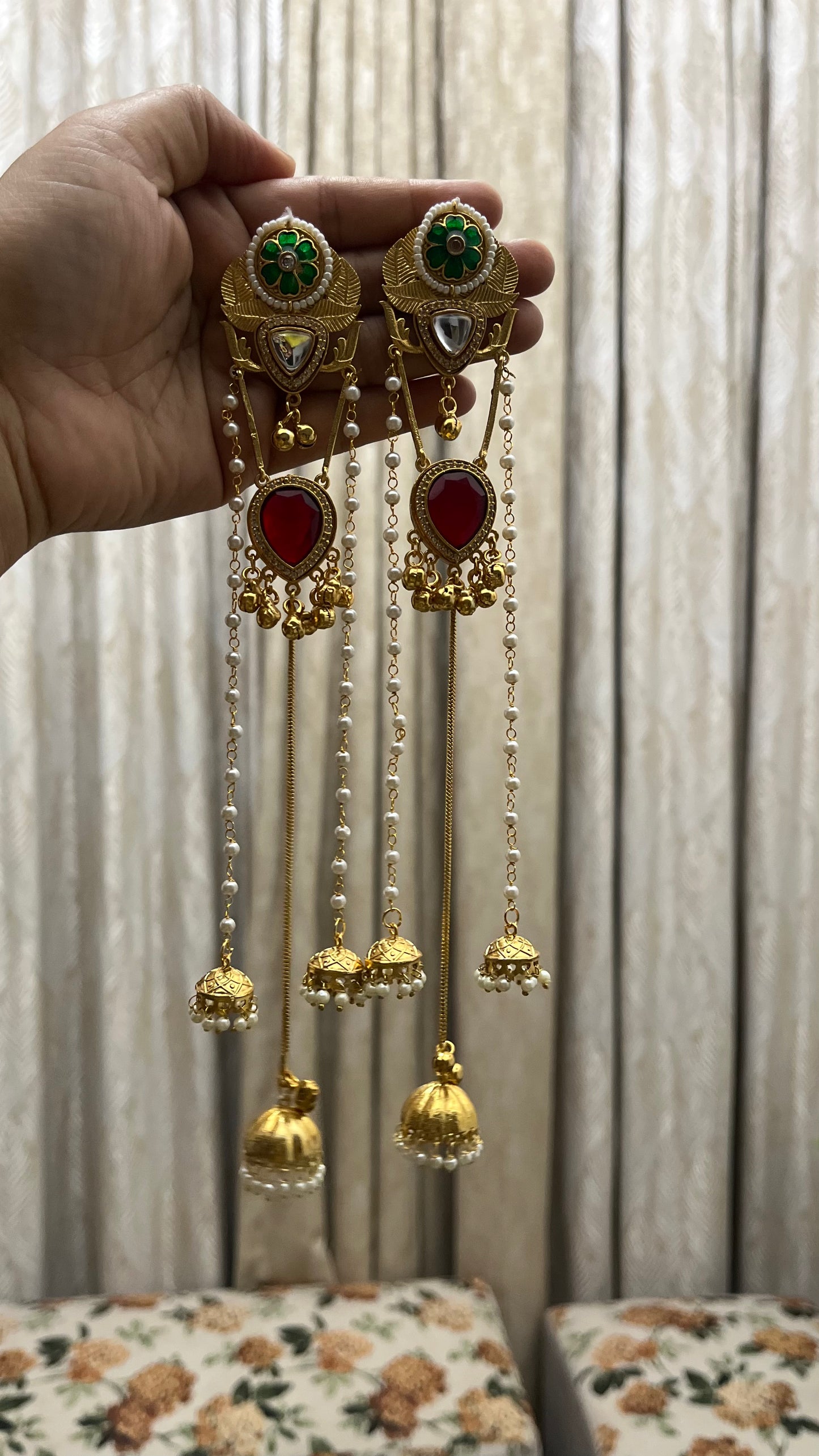 Pachi Kundan Stone Kashmiri Earrings