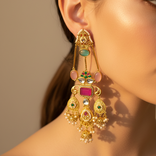 Kavita Statement Kashmiri Earrings