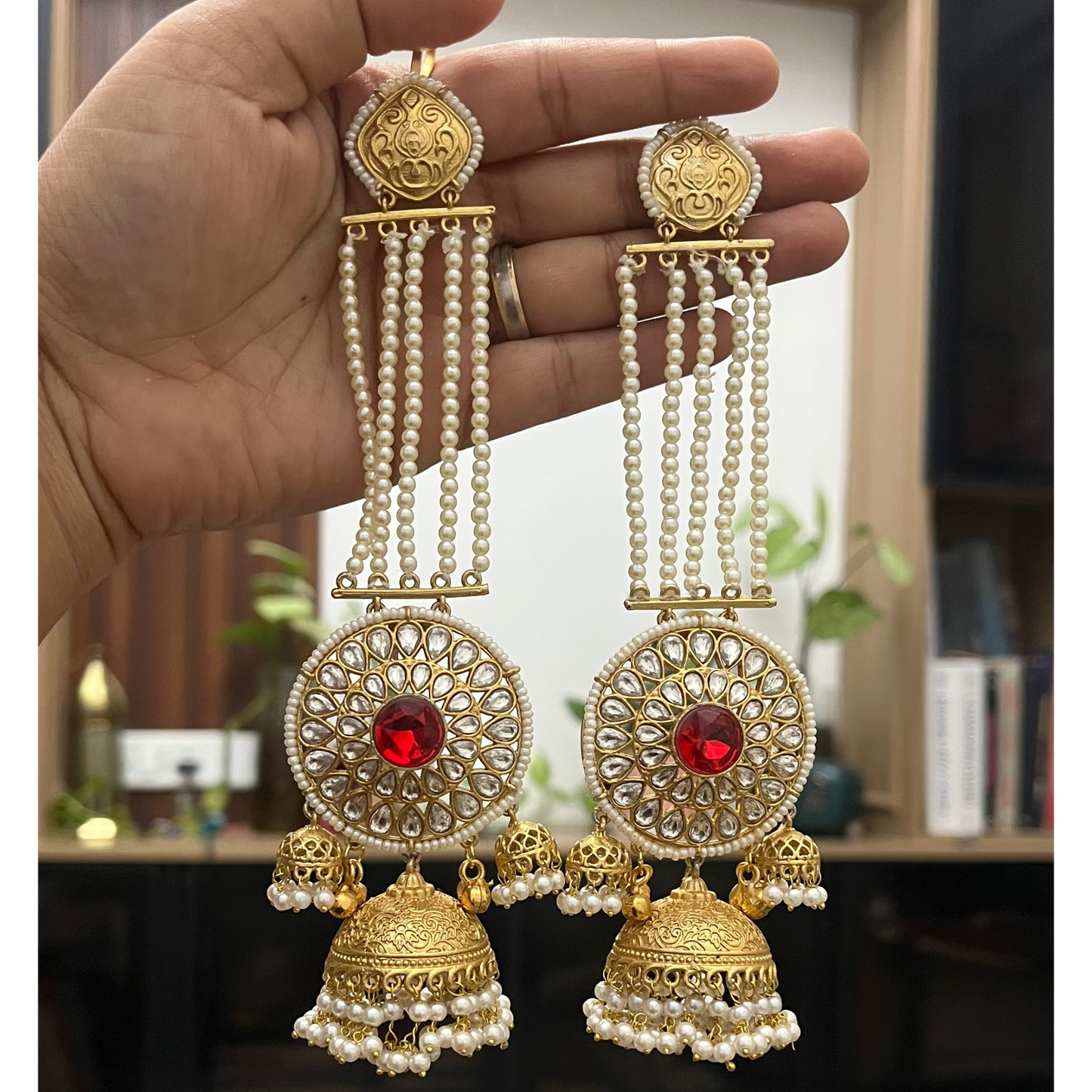 Pearl Sahara Kashmiri Jhumka Earrings