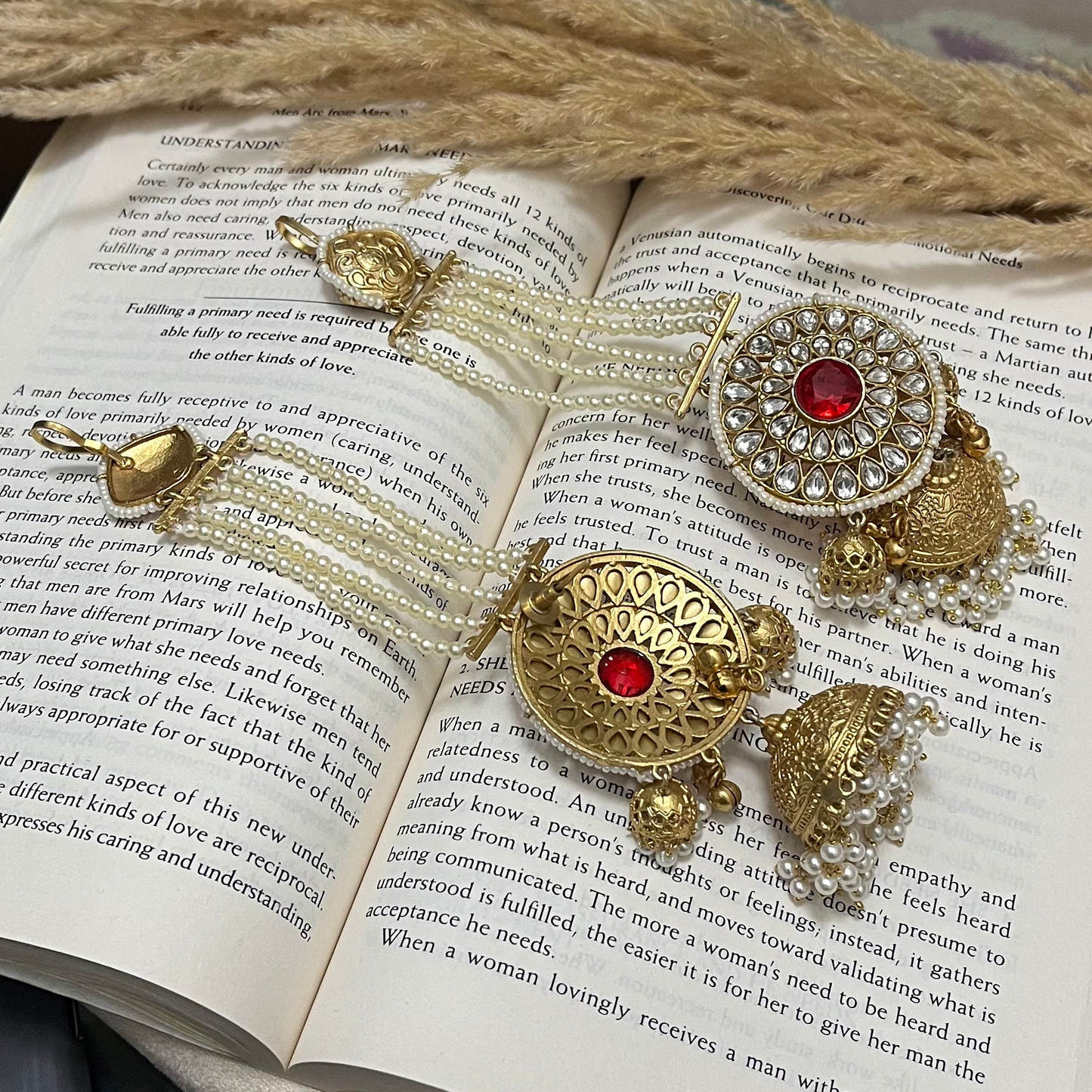 Pearl Sahara Kashmiri Jhumka Earrings