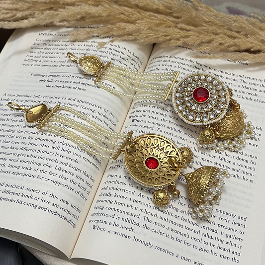 Pearl Sahara Kashmiri Jhumka Earrings