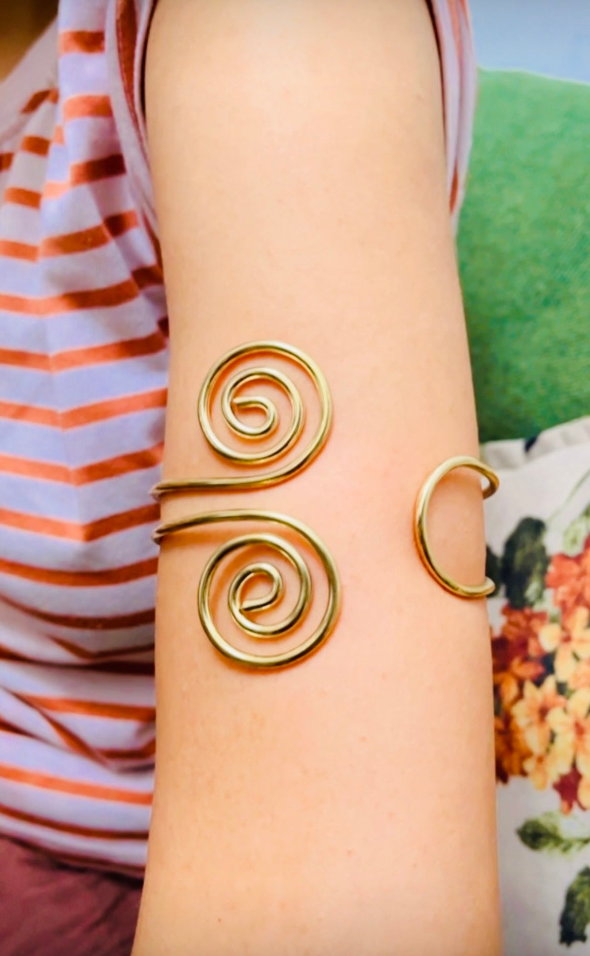 Gold Spiral Adjustable Arm Cuff