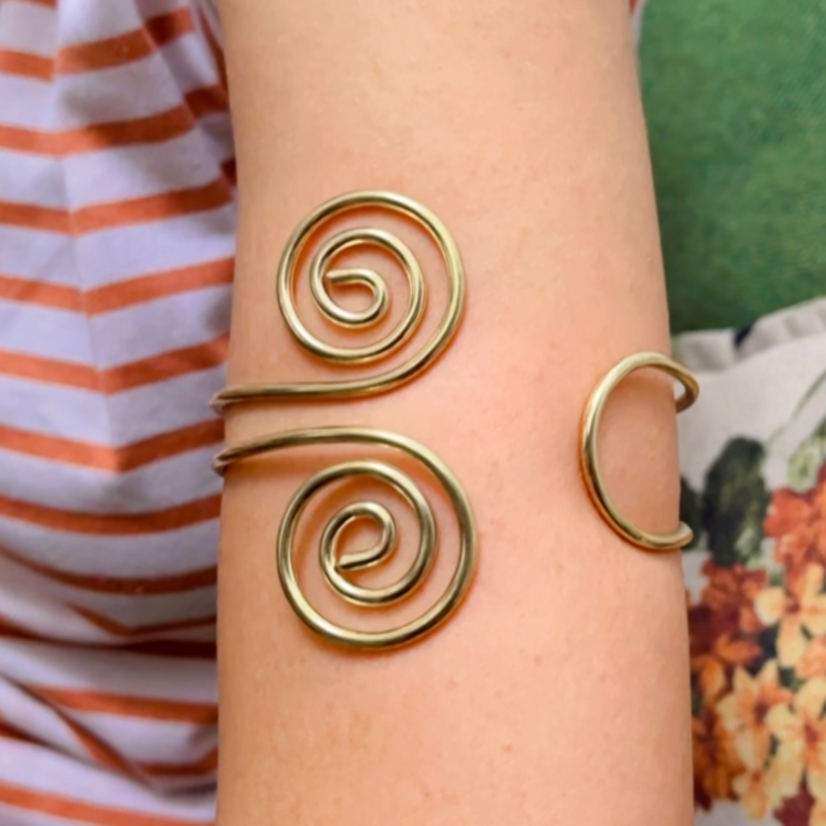 Gold Spiral Adjustable Arm Cuff