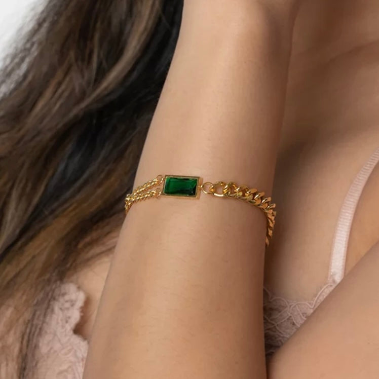 Green Stone Chain Bracelet