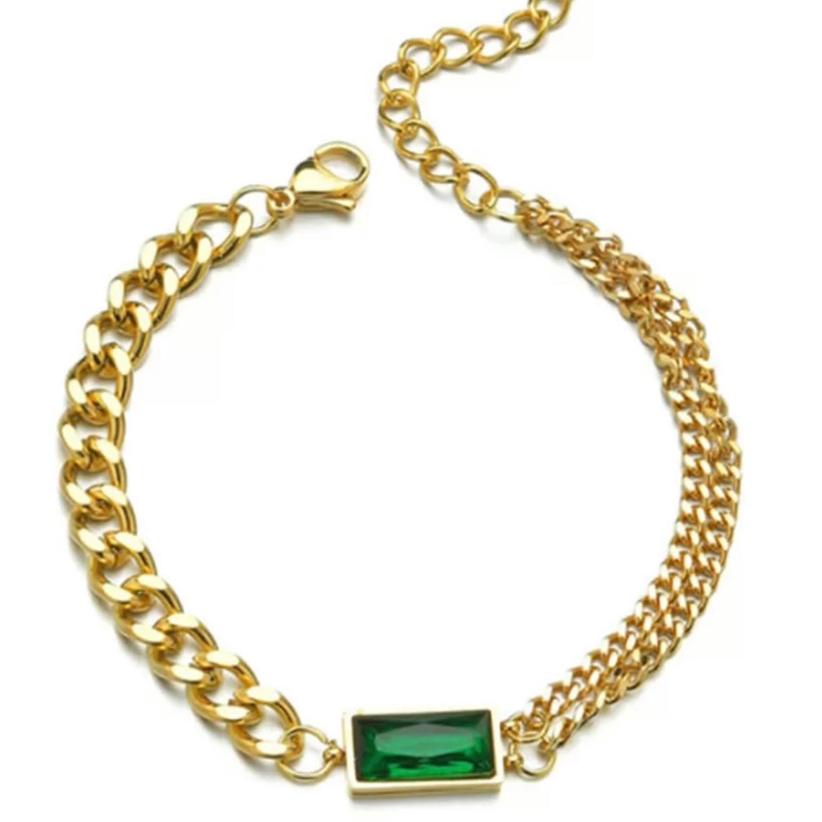 Green Stone Chain Bracelet