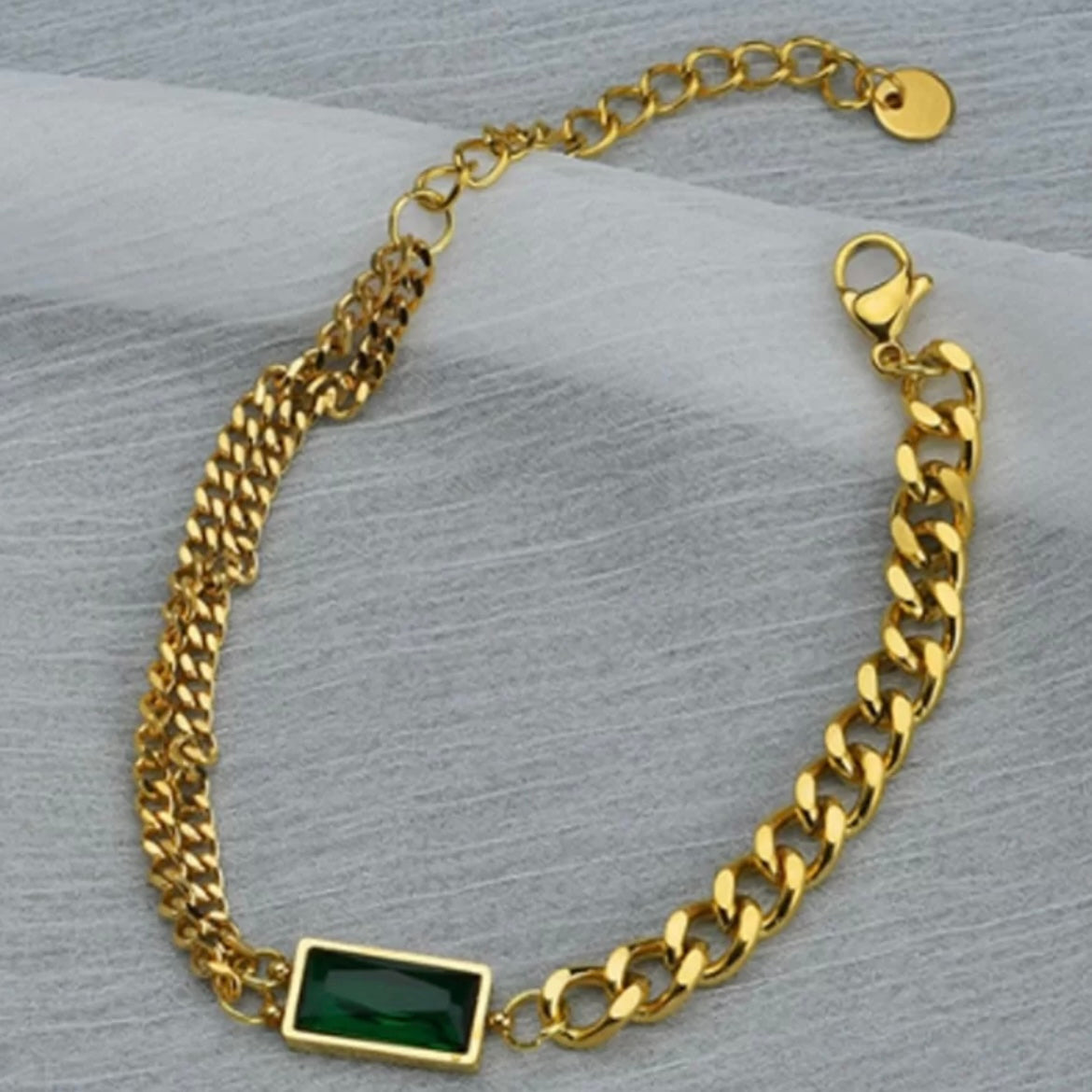 Green Stone Chain Bracelet
