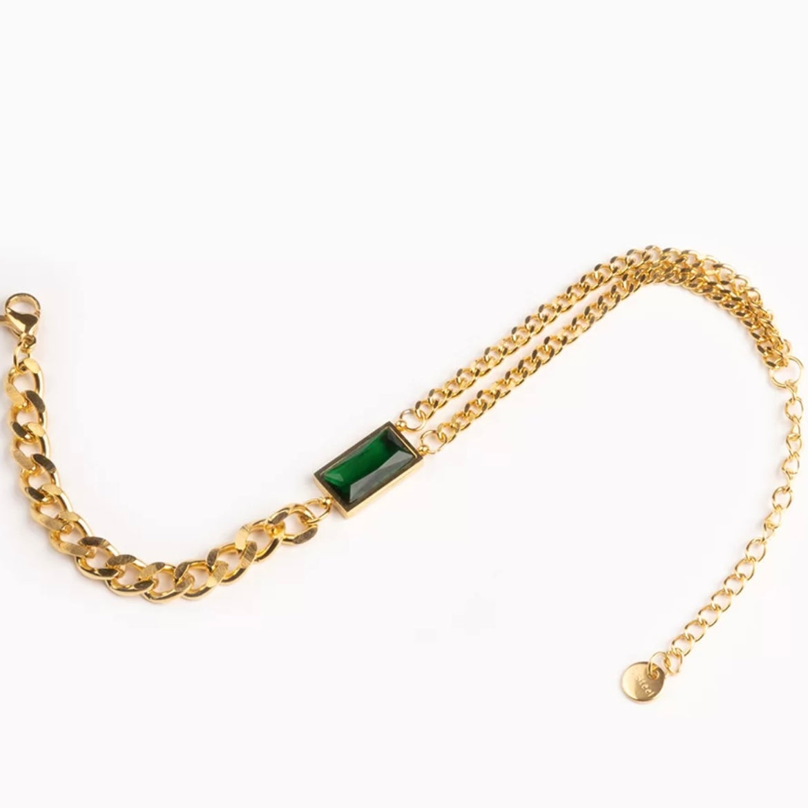 Green Stone Chain Bracelet