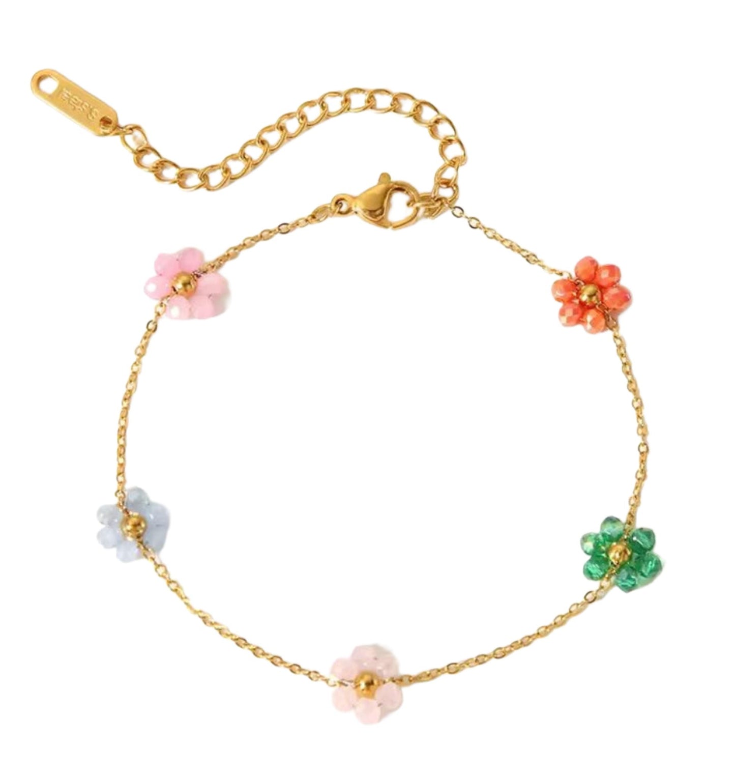 Multicolor Flower Chain Bracelet
