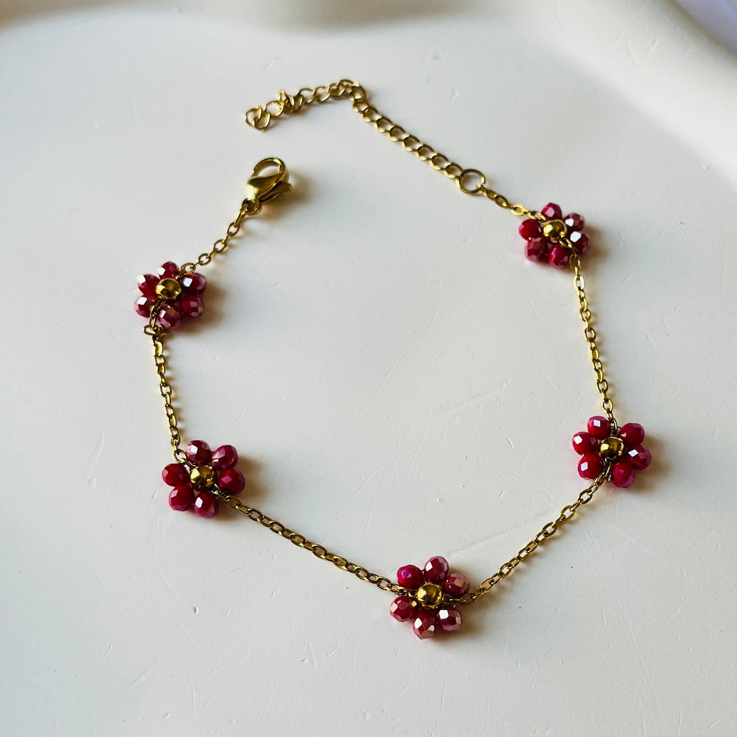 Wine Flower Chain Bracelet