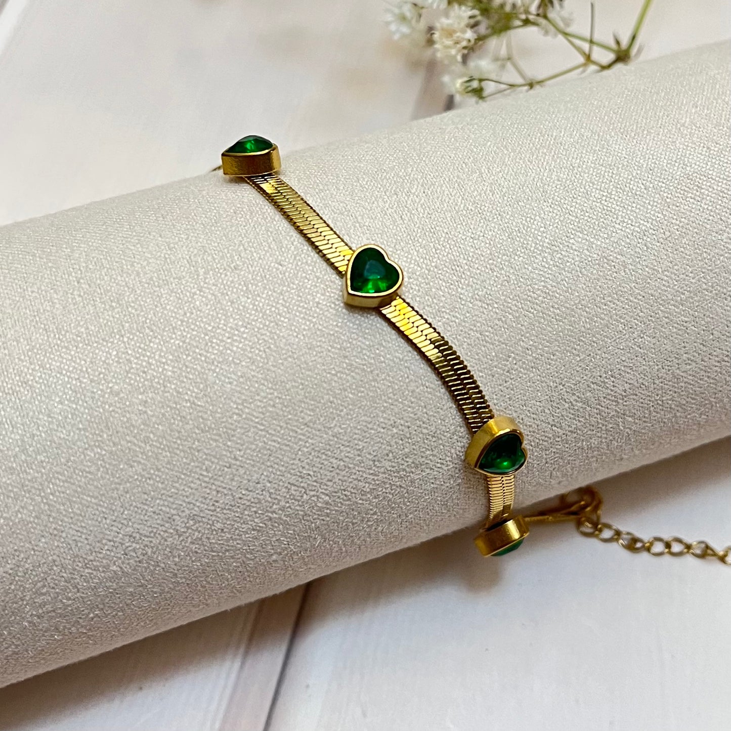 Green Heart Chain Bracelet