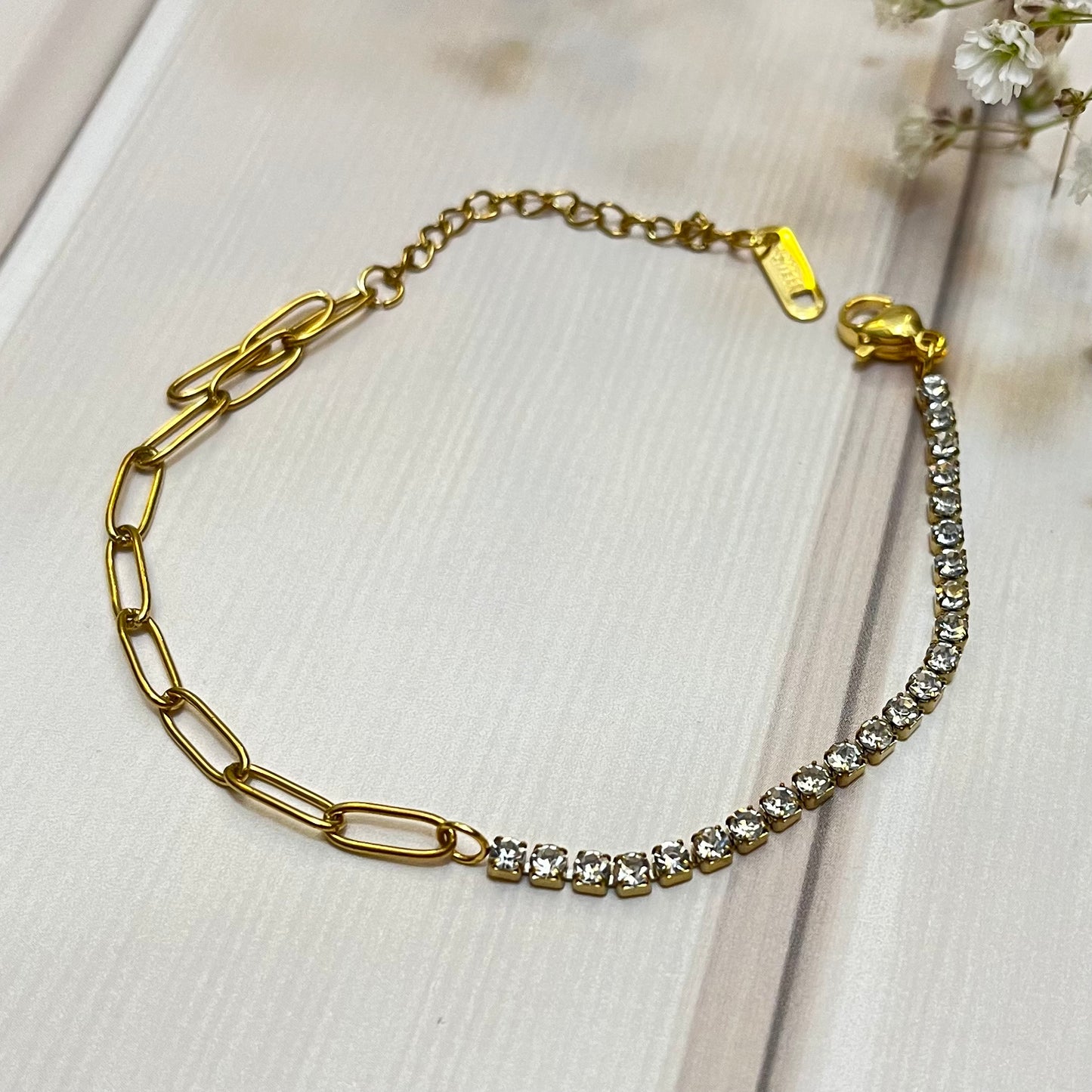 Tennis Paperclip Chain Bracelet