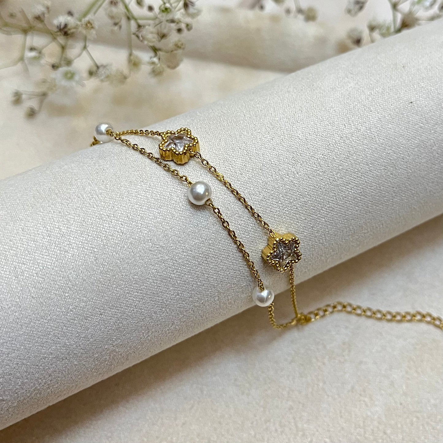 Double Chain Pearl Bracelet