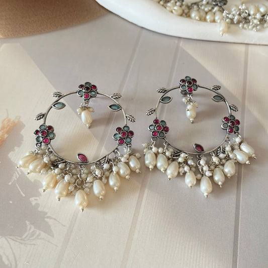 Pearl Designer Hoop Earrings