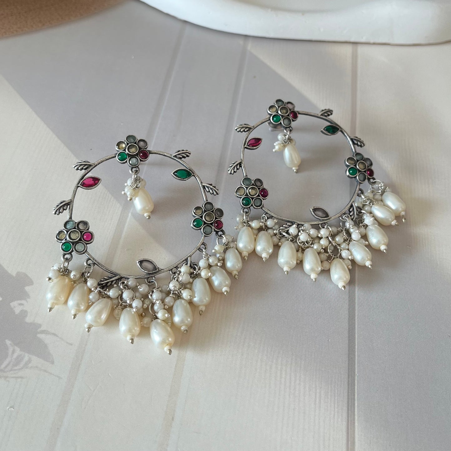 Pearl Designer Hoop Earrings