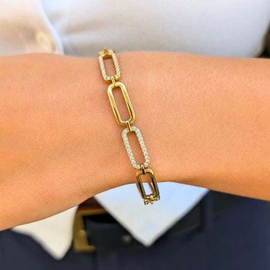 CZ Paperclip Chain Bracelet