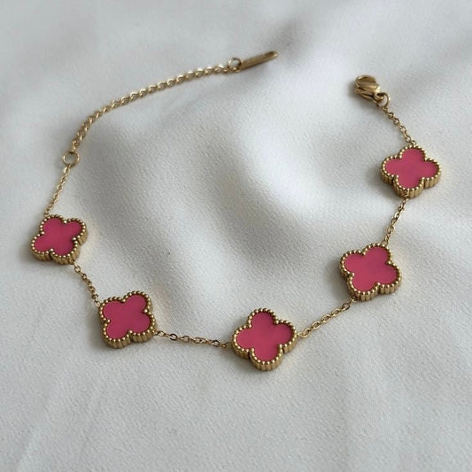 Pink Clover Chain Bracelet
