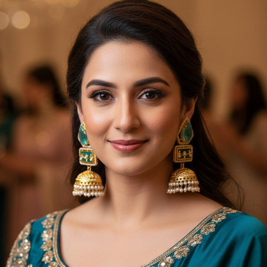 Doublet Stone Jhumka Earrings