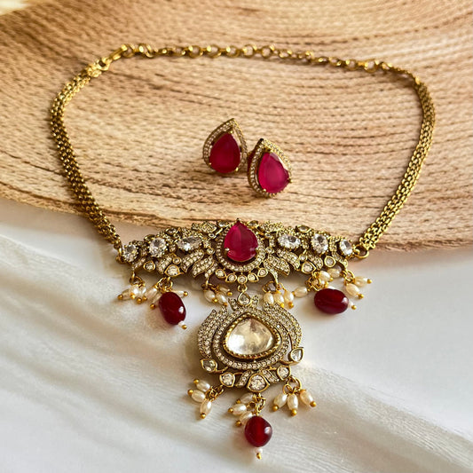 Moissanite Polki Necklace Set