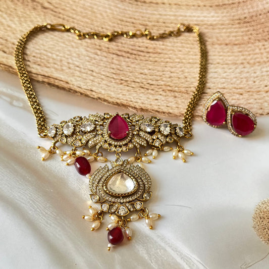 Moissanite Polki Necklace Set