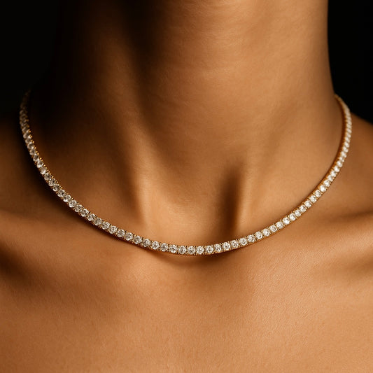 Tennis Gold Plated Hasli Necklace