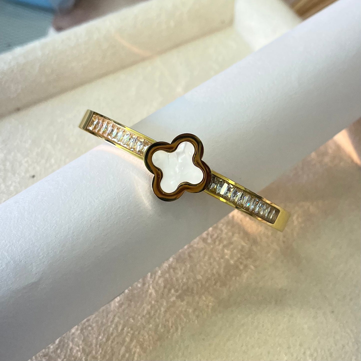 White Clover Cuff Bracelet