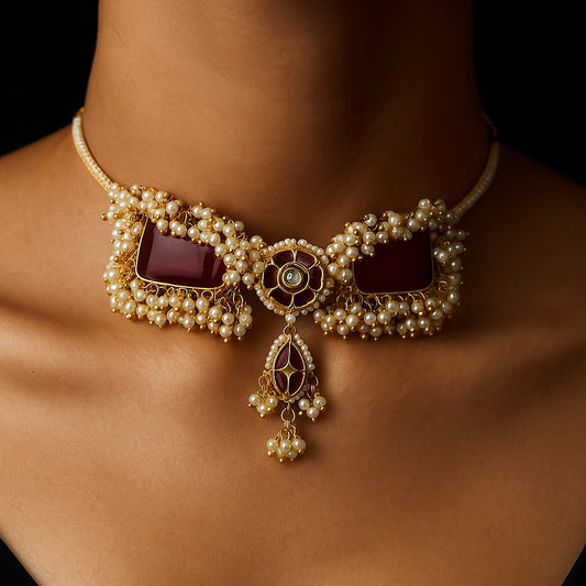 Red Stone Necklace Set