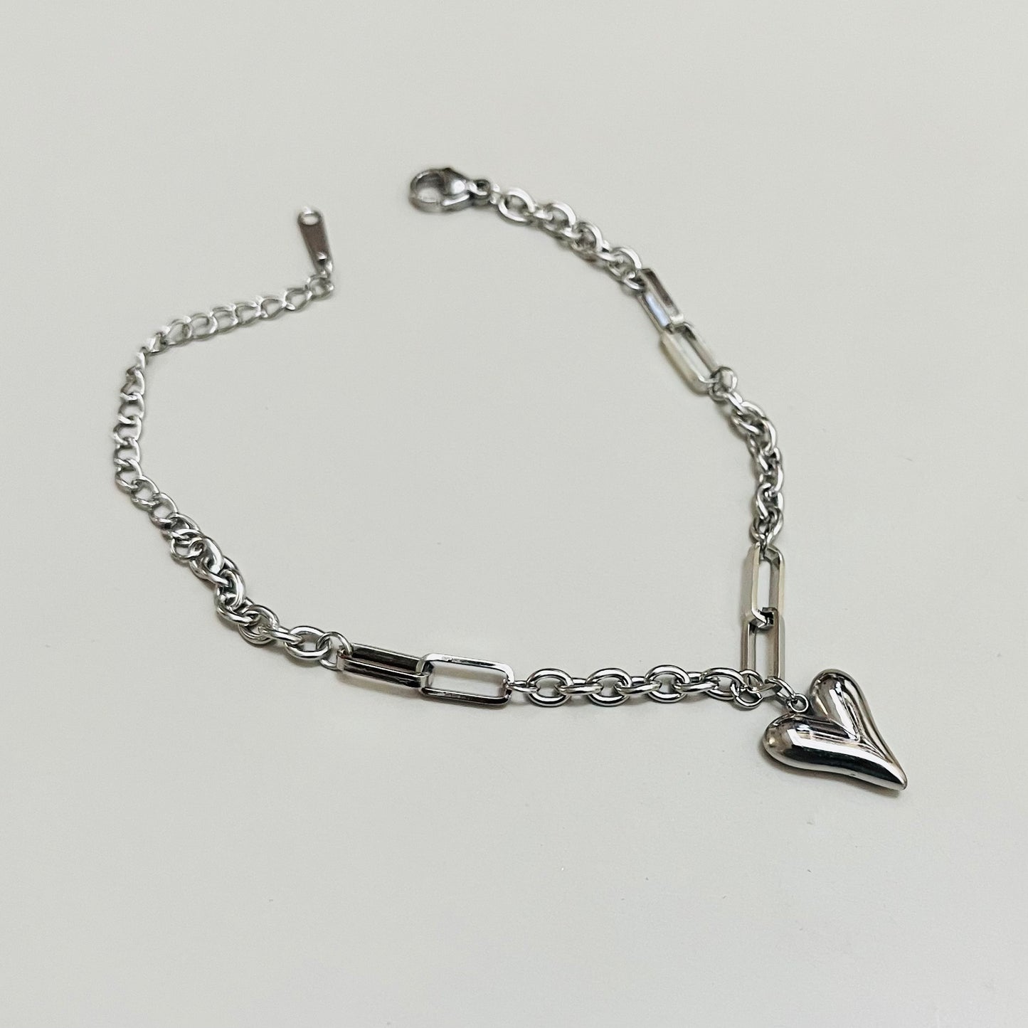 Silver Heart Chain Bracelet