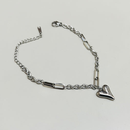 Silver Heart Chain Bracelet