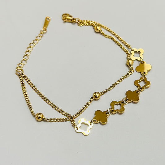 Gold Clover Chain Bracelet