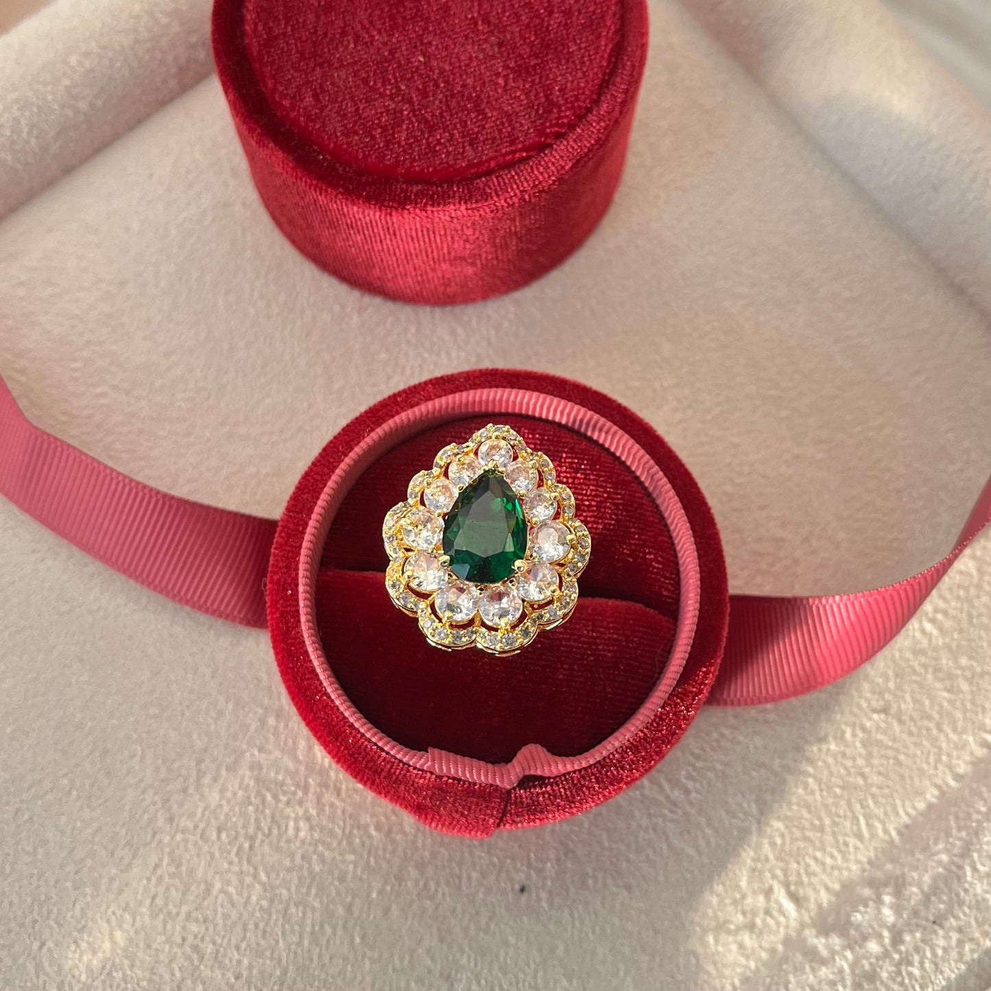 Green Stone AD Ring