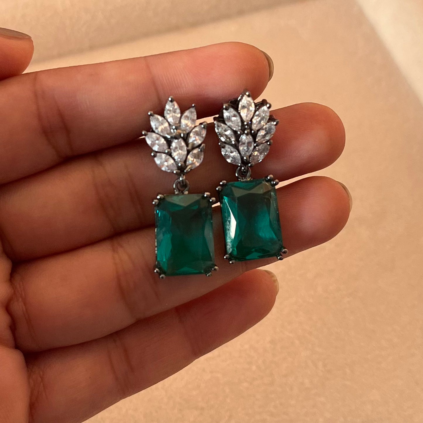 Rama Green Stone Drop Earrings