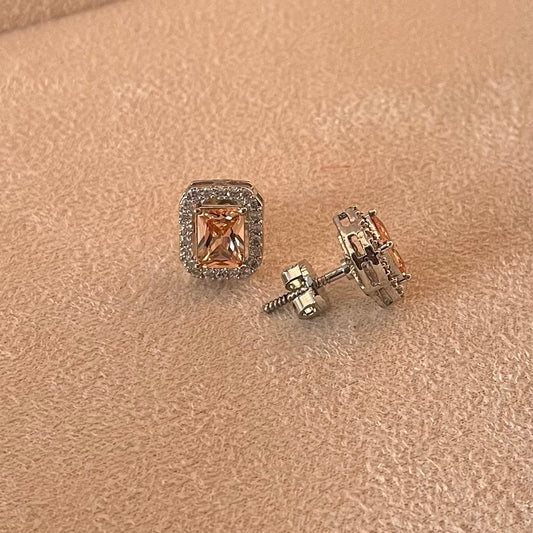 Peach Brown Studs Earrings