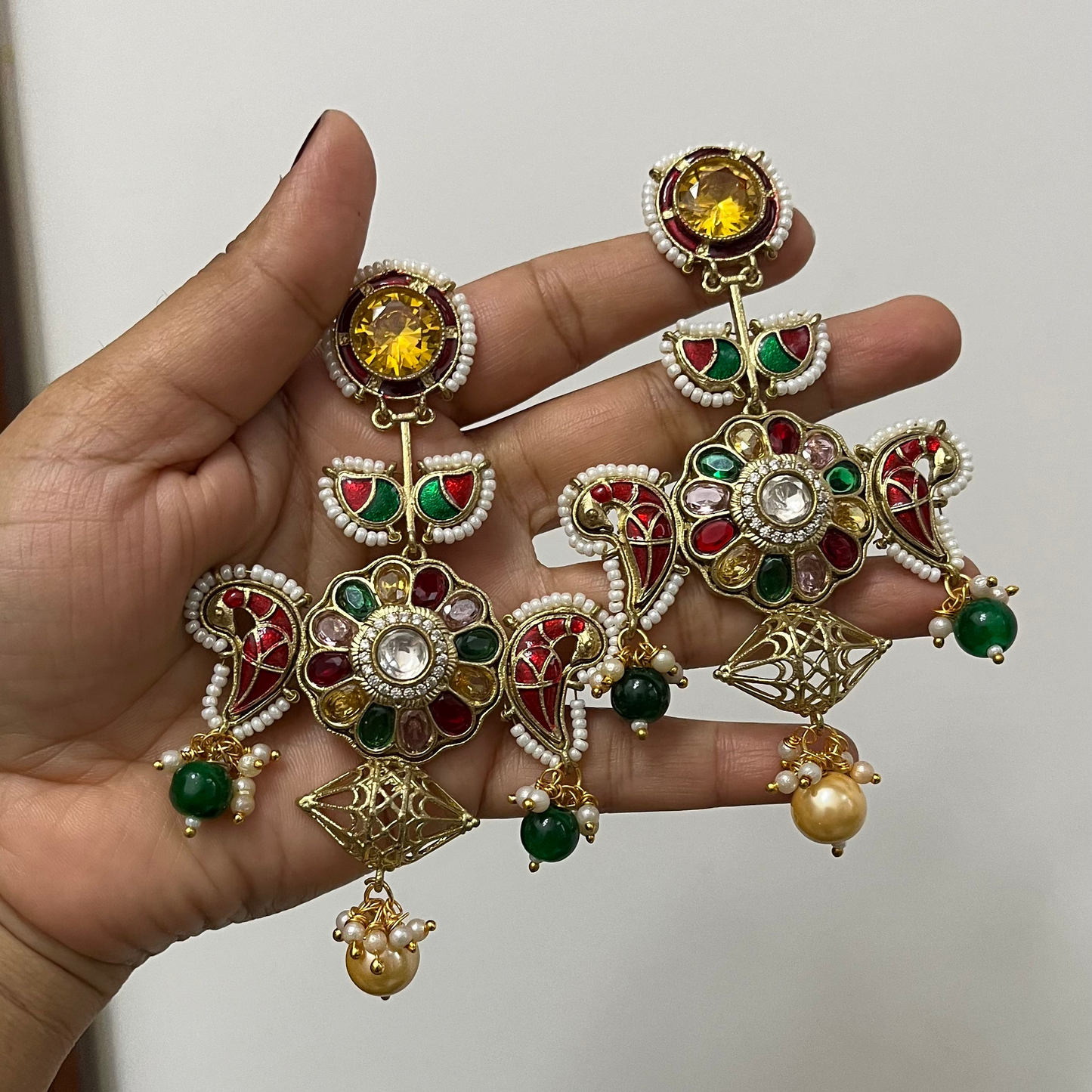 Multicolor Stone Statement Earrings