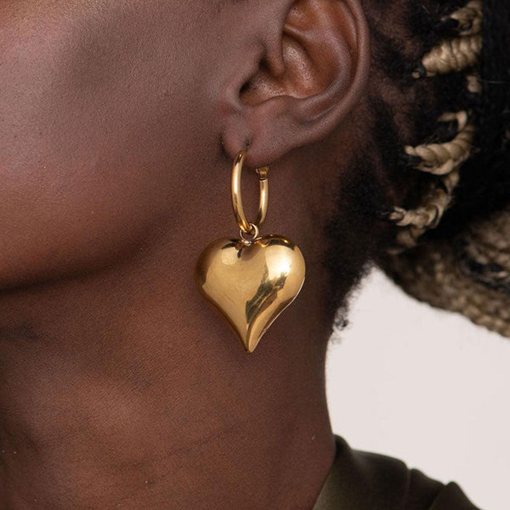 Gold Heart Hoop Earrings