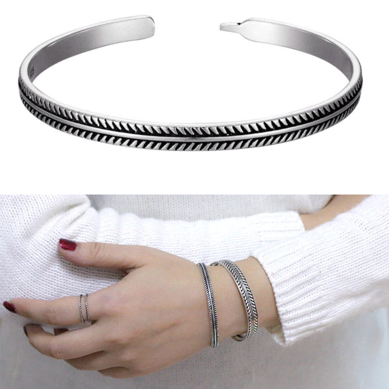 Jank Silver Textured Bracelet