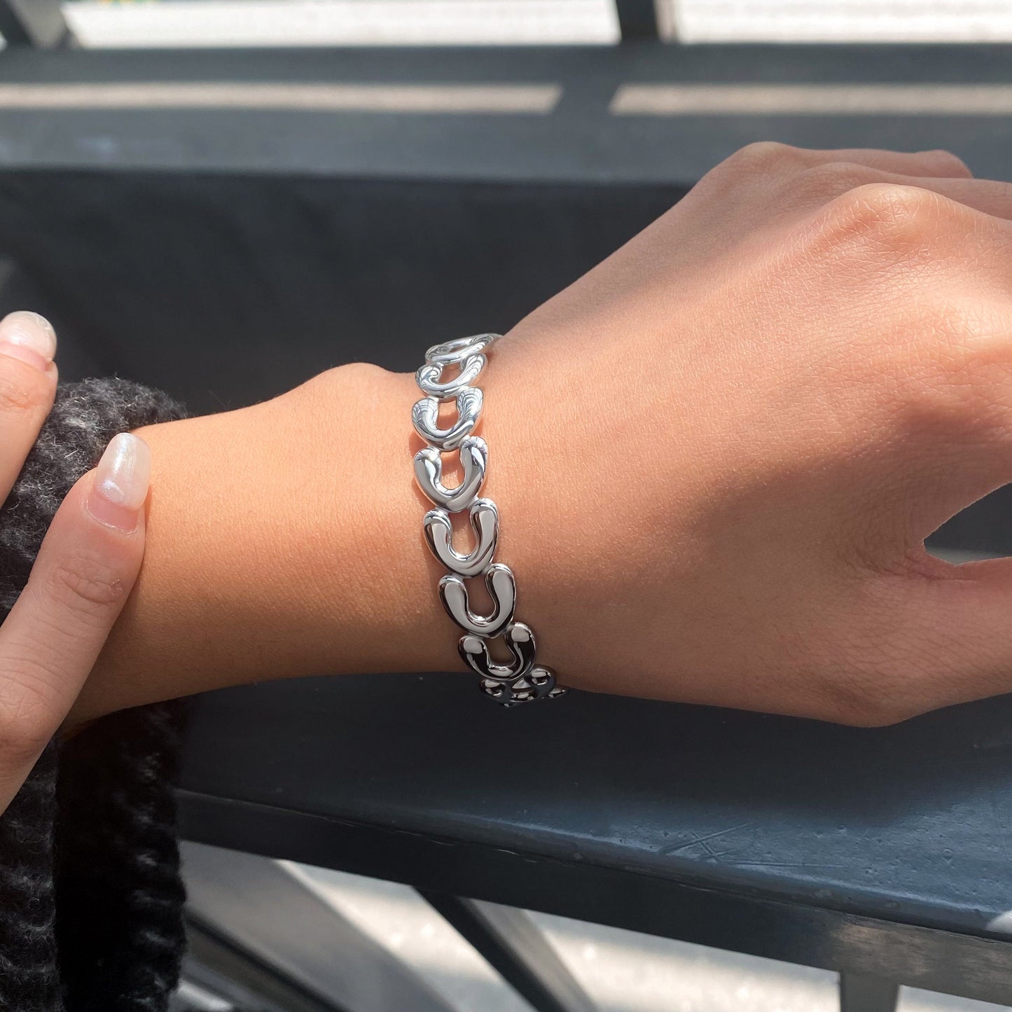 Heart Link Silver  Bracelet