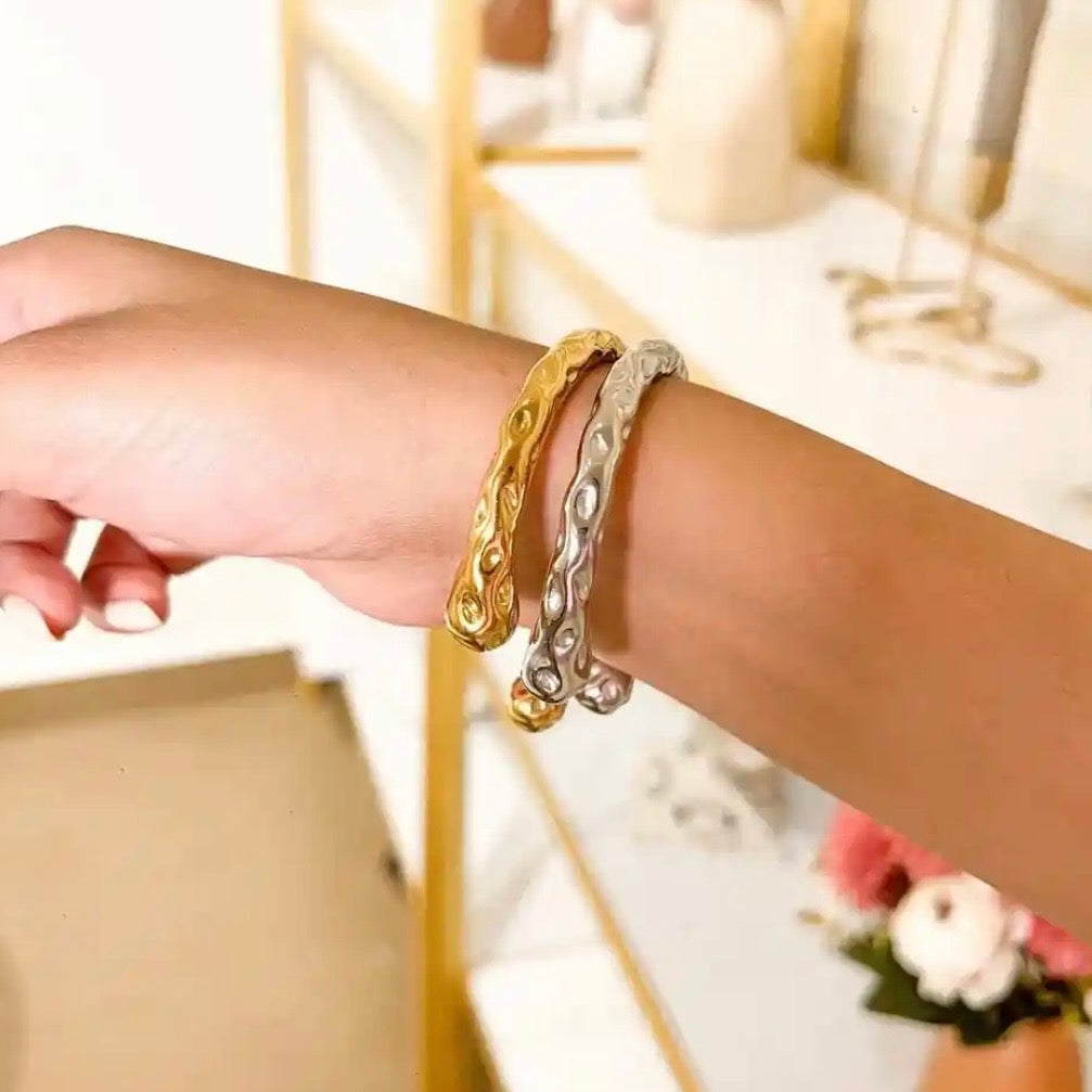Silver Textured Bracelet