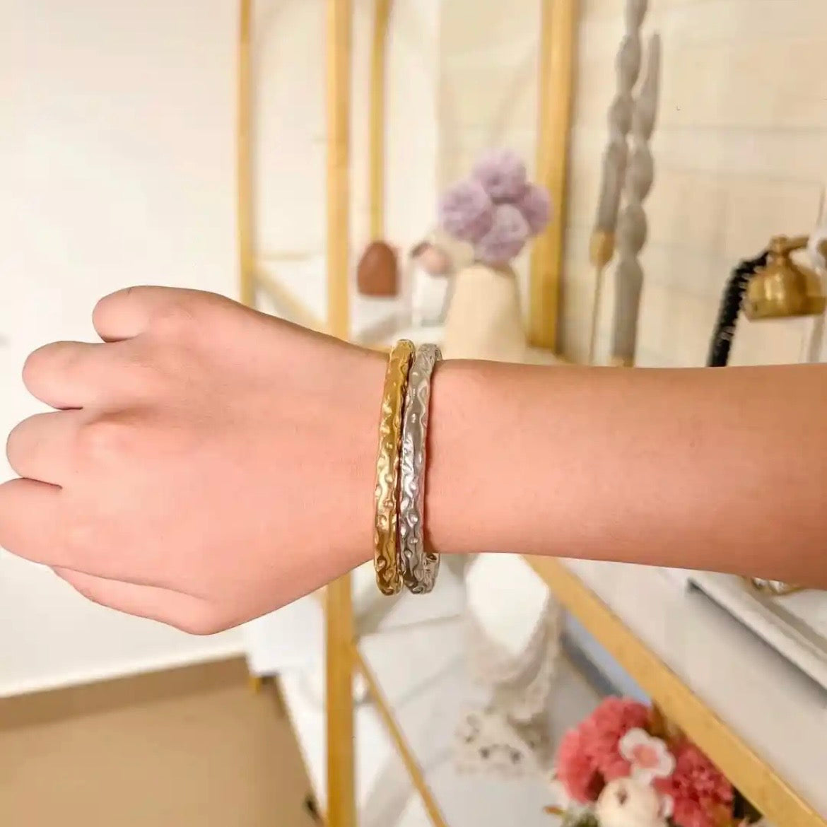 Silver Textured Bracelet