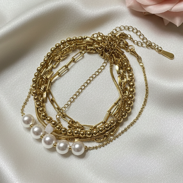 Set of 5 Stackable Chain Bracelet