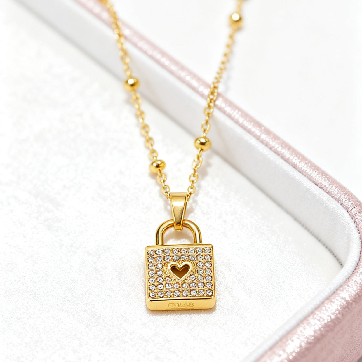 Love Lock Pendant Chain Necklace