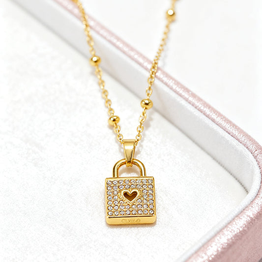 Love Lock Pendant Chain Necklace