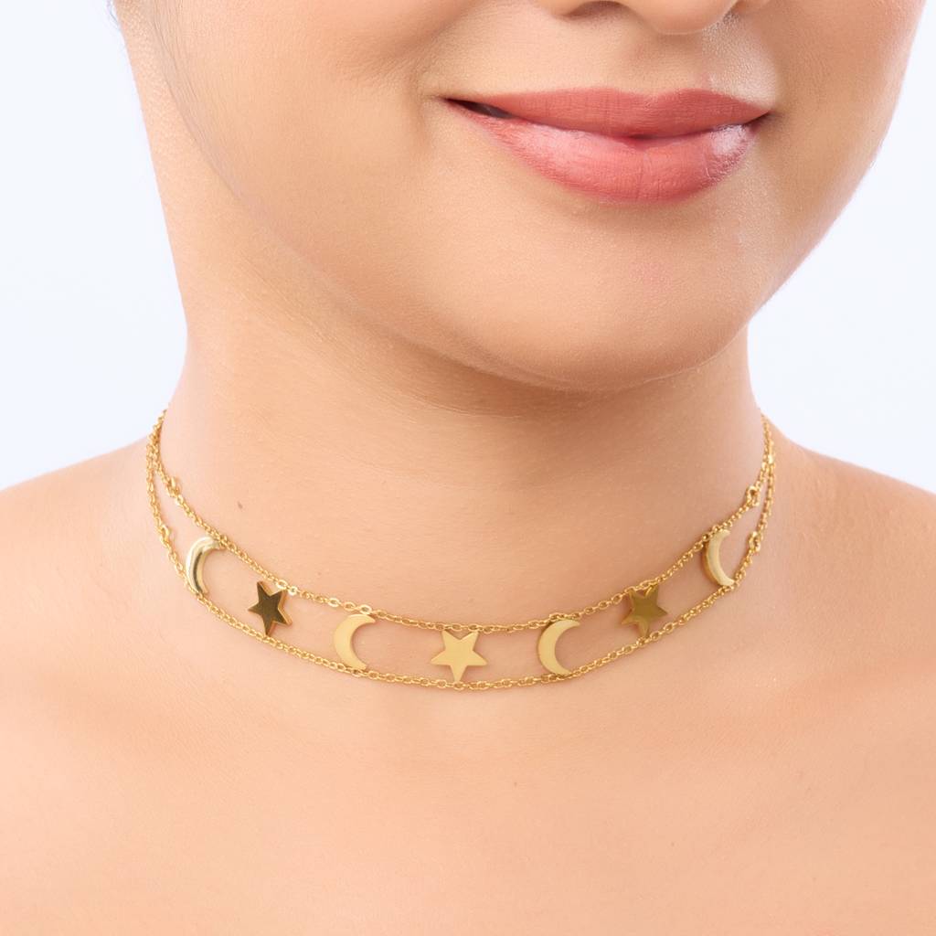 Star Moon Choker Necklace