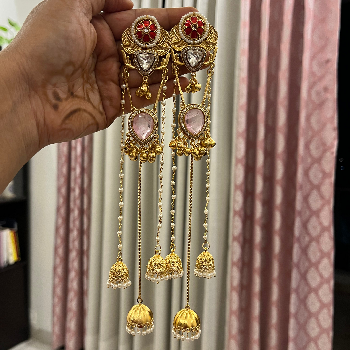 Pachi Kundan Stone Kashmiri Earrings