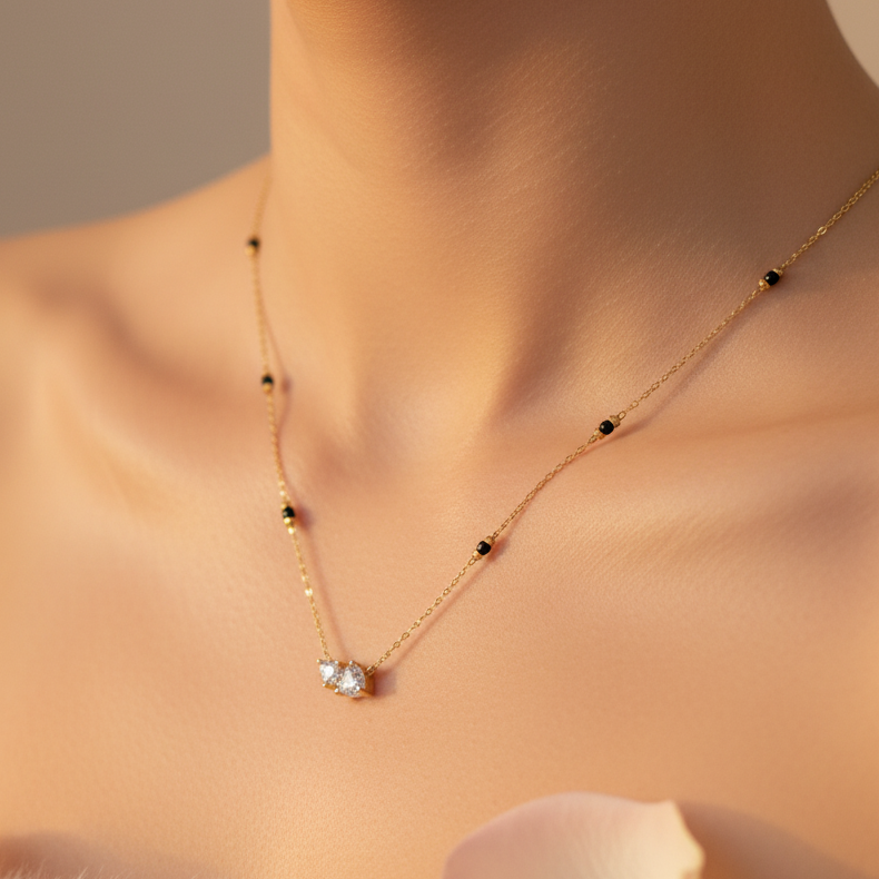Antitarnish Double Heart Mangalsutra