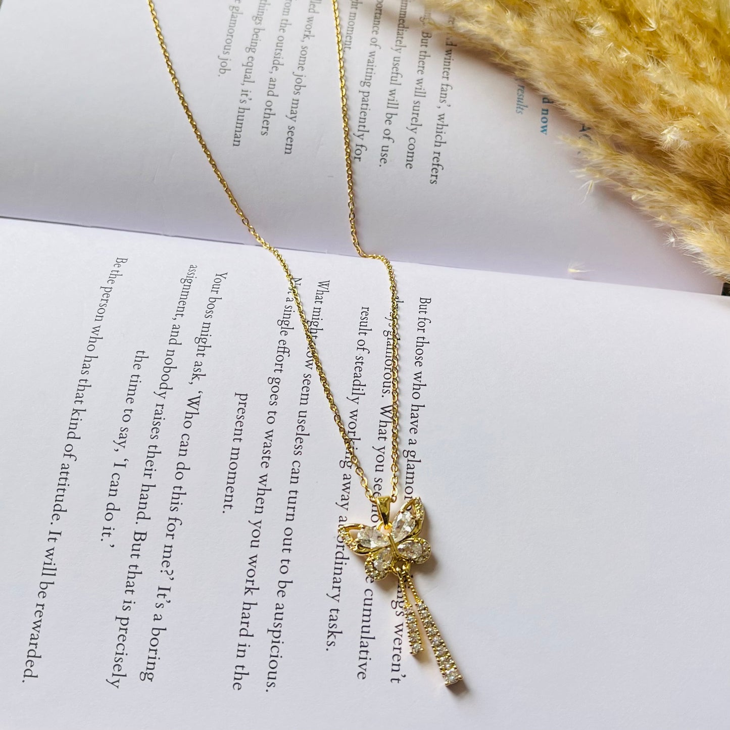 Cystal White Butterfly Necklace