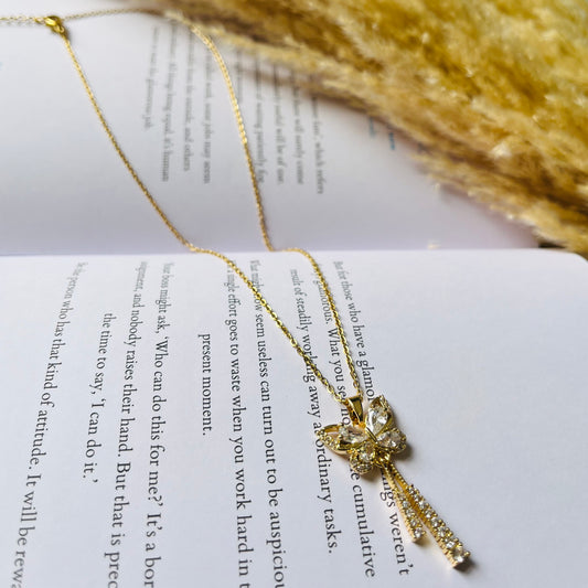 Cystal White Butterfly Necklace