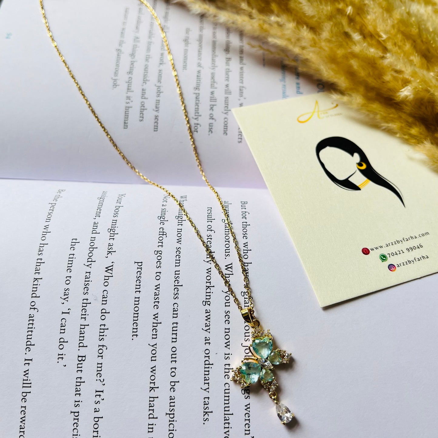 Cystal Aqua Blue Butterfly Necklace