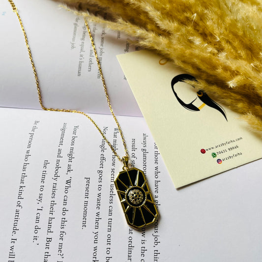 Black Rectangle Pendant Necklace